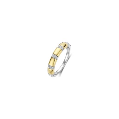 Bague Ti Sento en argent doré et oxyde de zirconium, taille 56