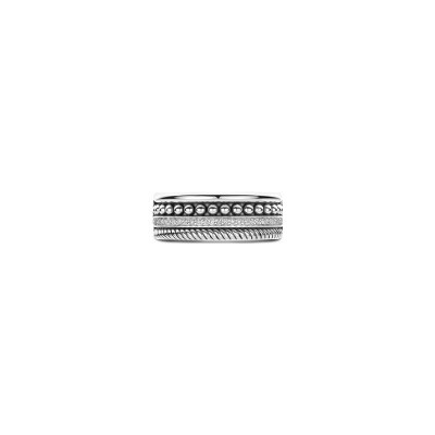 Bague Ti Sento en argent plaqué platine et oxyde de zirconium, taille 54