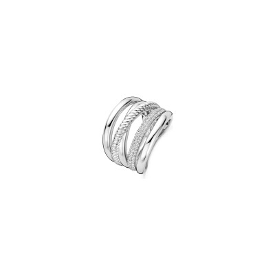 Bague Ti Sento en argent plaqué platine et oxyde de zirconium, taille 60