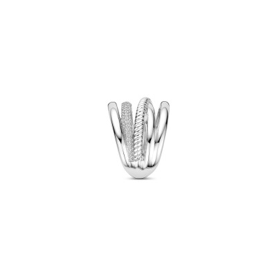 Bague Ti Sento en argent plaqué platine et oxyde de zirconium, taille 60