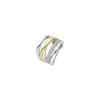 Bague Ti Sento en argent doré et oxyde de zirconium, taille 60