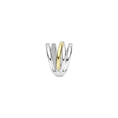 Bague Ti Sento en argent doré et oxyde de zirconium, taille 60