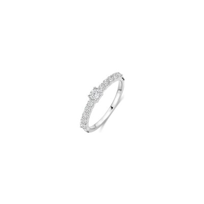 Bague Ti Sento en argent plaqué platine et oxyde de zirconium, taille 52