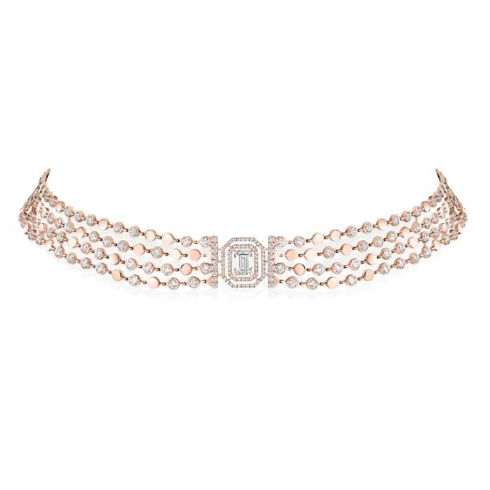 Messika D-Vibes choker necklace, rose gold, diamonds