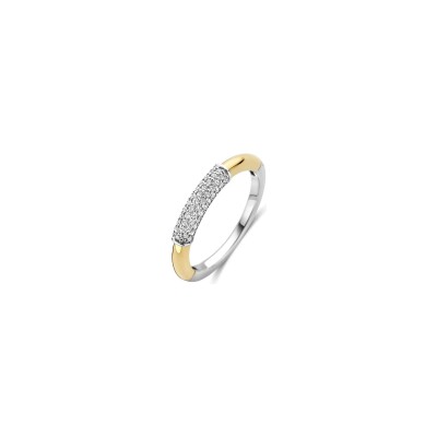 Bague Ti Sento en argent doré et oxydes de zirconium, taille 54