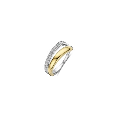 Bague Ti Sento en argent doré et oxydes de zirconium