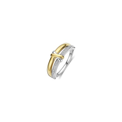 Bague Ti Sento en argent doré et oxydes de zirconium