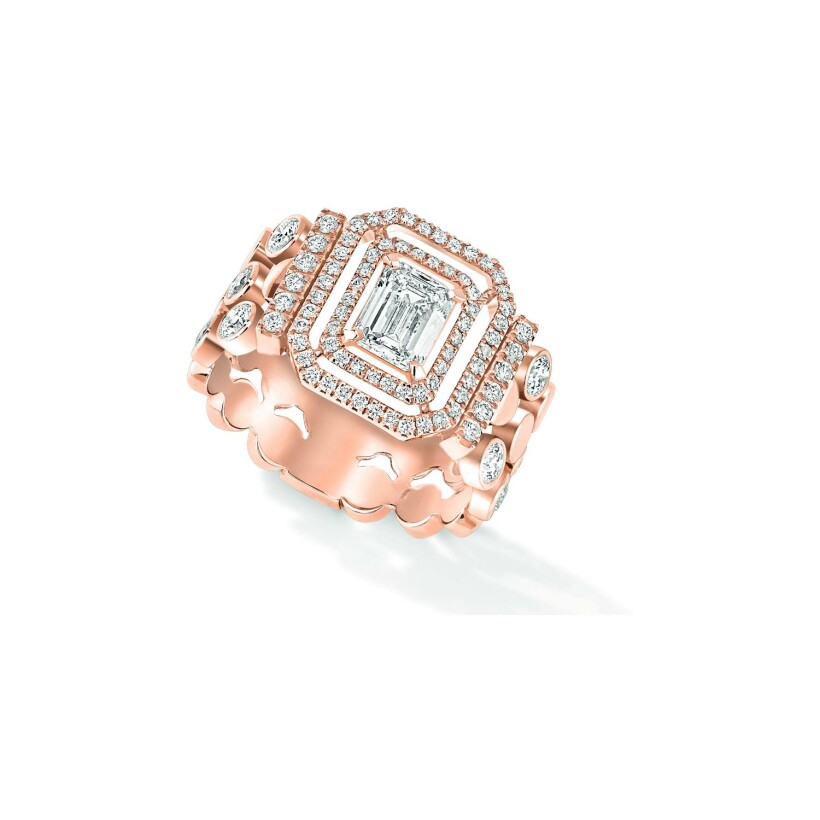 Messika D-Vibes multi-rangs in pink gold and diamonds ring