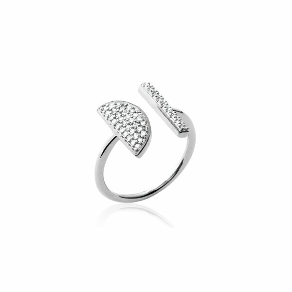 Bague en argent rhodié et oxydes de zirconium