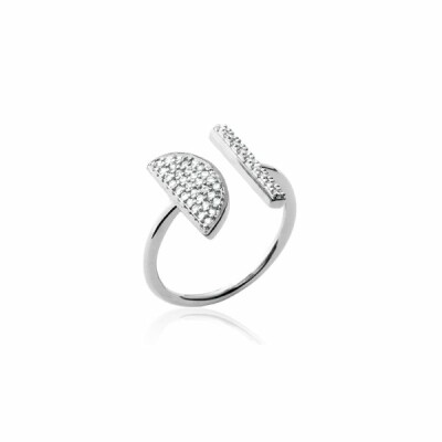 Bague en argent rhodié et oxydes de zirconium