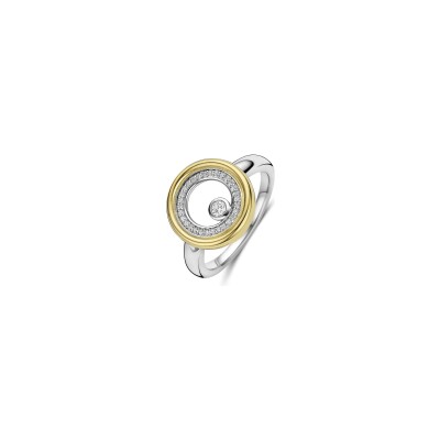 Bague Ti Sento en argent doré et oxydes de zirconium, taille 54