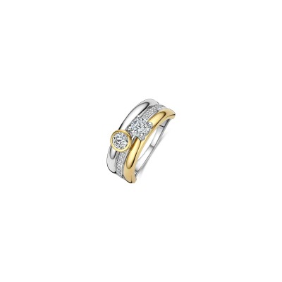 Bague Ti Sento en argent doré et oxydes de zirconium