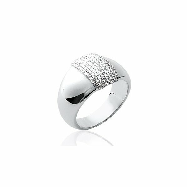 Bague en argent rhodié et oxydes de zirconium