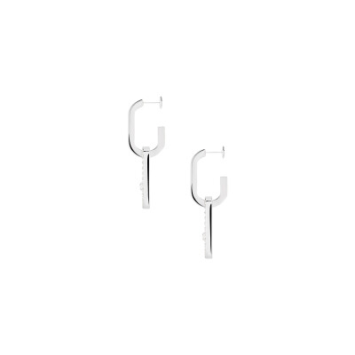 Boucles d'oreilles pendantes Messika Move Link en or blanc et diamants