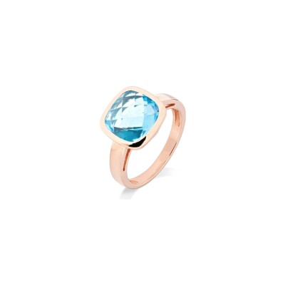 Bague Cesare Pompanon Poppy Blue en or rose et topaze swiss blue