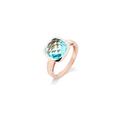 Bague Cesare Pompanon Poppy Blue en or rose et topaze sky blue