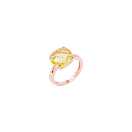 Bague Cesare Pompanon Poppy Blue moyen modèle en or rose et quartz lemon