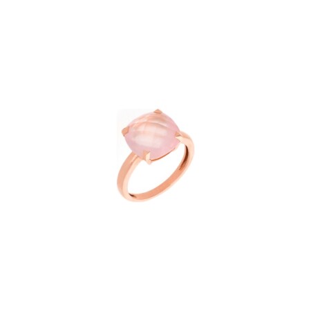 Bague Cesare Pompanon Poppy Blue moyen modèle en or rose et quartz rose