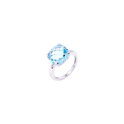 Bague Cesare Pompanon Poppy Blue en or blanc et topaze bleue traitée