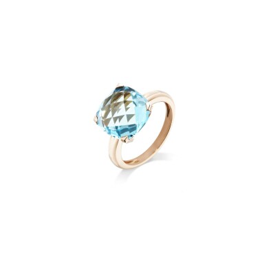 Bague Cesare Pompanon Poppy Blue en or rose et topaze london blue