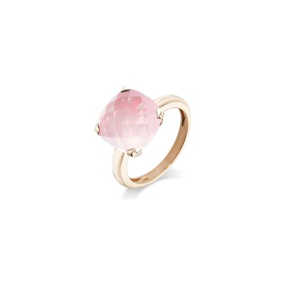 Bague Cesare Pompanon Poppy Blue en or rose et quartz rose, grand modèle