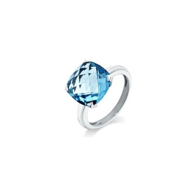 Bague Cesare Pompanon Poppy Blue en or blanc et topaze swiss blue, grand modèle