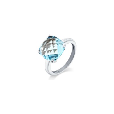 Bague Cesare Pompanon Poppy Blue en or blanc et topaze sky blue, grand modèle