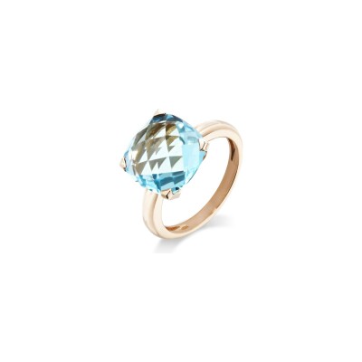 Bague Cesare Pompanon Poppy Blue en or rose et topaze sky blue, grand modèle