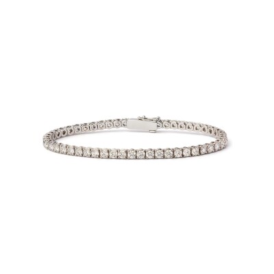 Bracelet rivière en or gris de 17 cm, serti de 51 diamants (total 5,30 ct, 0,10 ct chacun) qualité GSI, sertis 4 griffes