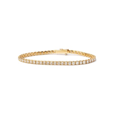Bracelet rivière de 56 diamants en or jaune. Poids total des diamants : 4,50 cts en qualité GSI