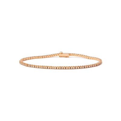 Bracelet rivière en or rose de 16,5 cm, serti de diamants de 0,01 ct (total 1 ct) en griffes