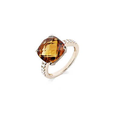 Bague Cesare Pompanon Poppy Blue en or rose, citrine et diamants