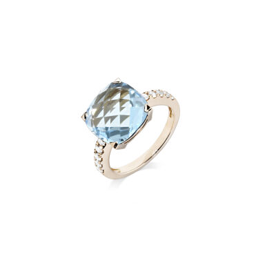 Bague Cesare Pompanon Poppy Blue en or rose, topaze bleue et diamants