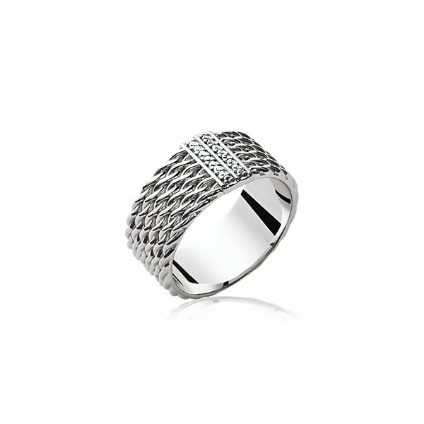 Bague en argent rhodié et oxydes de zirconium