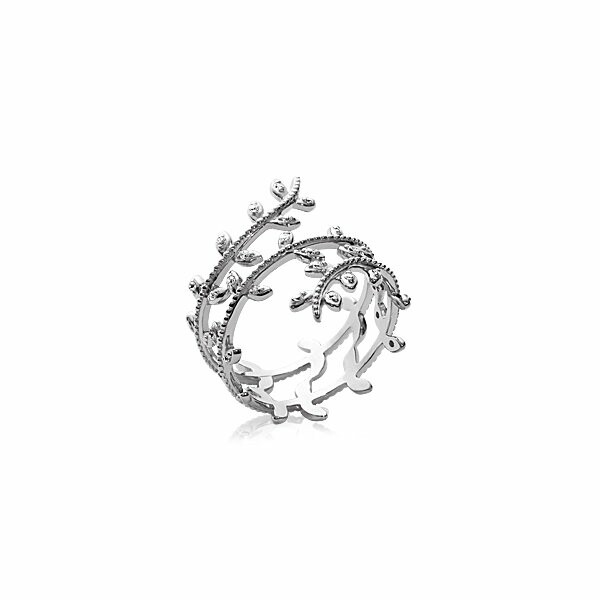 Bague en argent rhodié et oxydes de zirconium