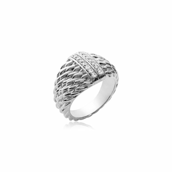 Bague en argent rhodié et oxydes de zirconium