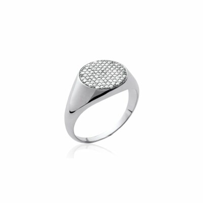 Bague en argent rhodié et oxydes de zirconium