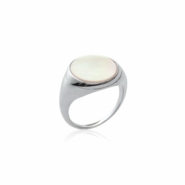 Bague en argent rhodié et nacre