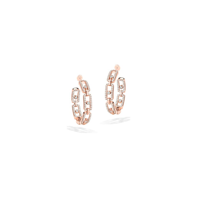 Messika Move Link Small model hoop earrings, rose gold and diamonds