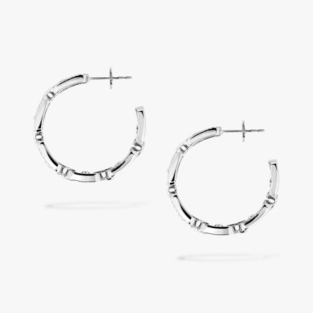 Messika Move Link PM in white gold, diamonds creole earrings