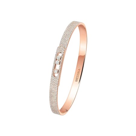 Bracelet bangle Messika Move Noa PM pavé en or rose et diamants