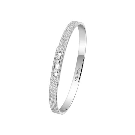 Bracelet bangle Messika Move Noa PM pavé en or blanc et diamants