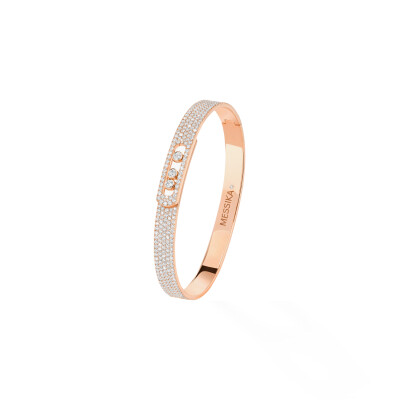 Bracelet bangle Messika Move Noa en or rose et pavé de diamants