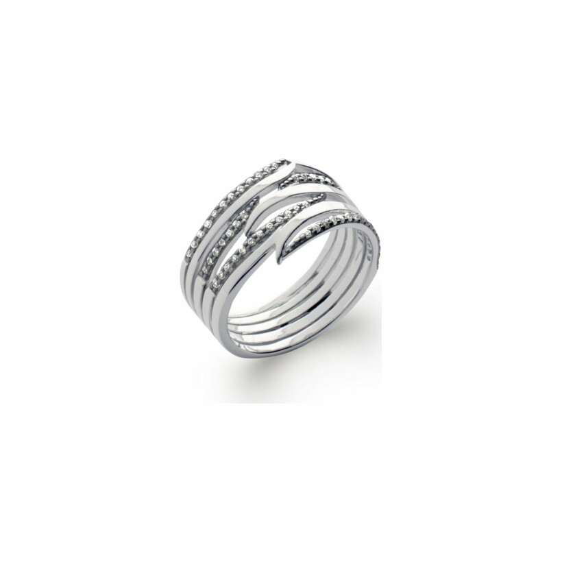 Bague en argent rhodié et oxydes de zirconium