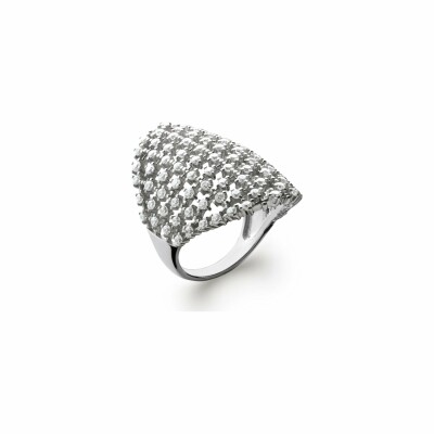 Bague en argent rhodié et oxydes de zirconium