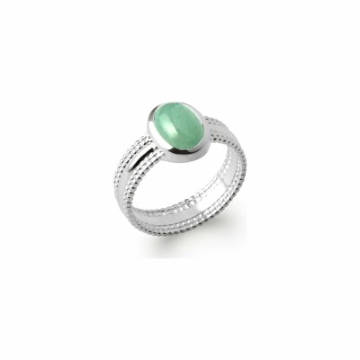 Bague en argent rhodié et aventurine