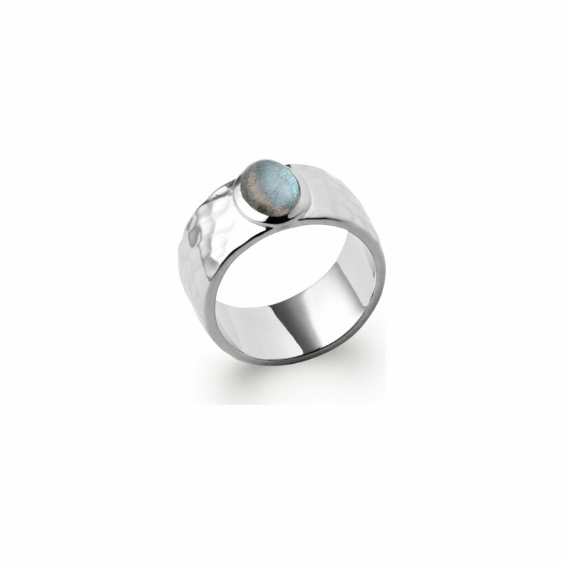 Bague en argent rhodié et labradorite