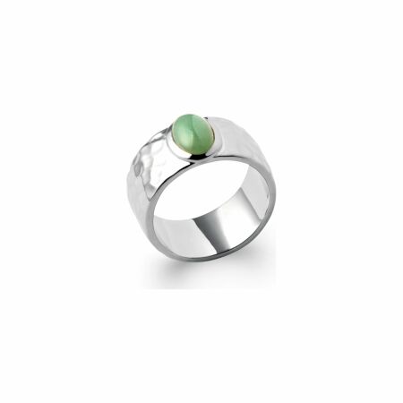 Bague en argent rhodié et aventurine