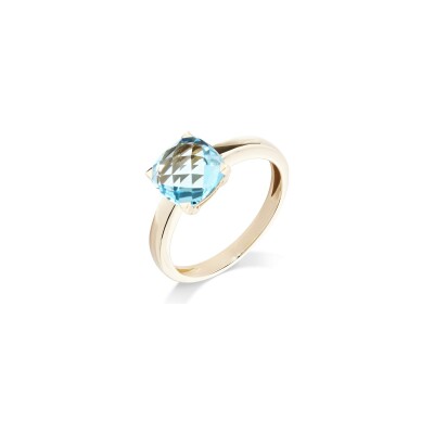 Bague Cesare Pompanon Poppy Blue mini en or rose et topaze sky blue