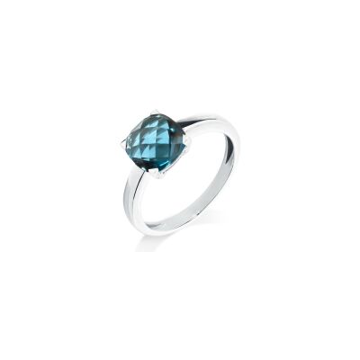 Bague Cesare Pompanon Poppy Blue en or blanc et topaze london blue
